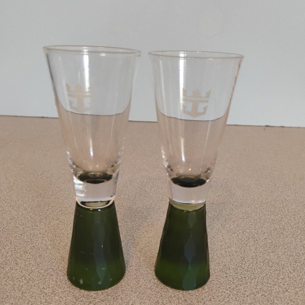Royal Carribean Dining Vintage shot Glasses, Green, set of 2